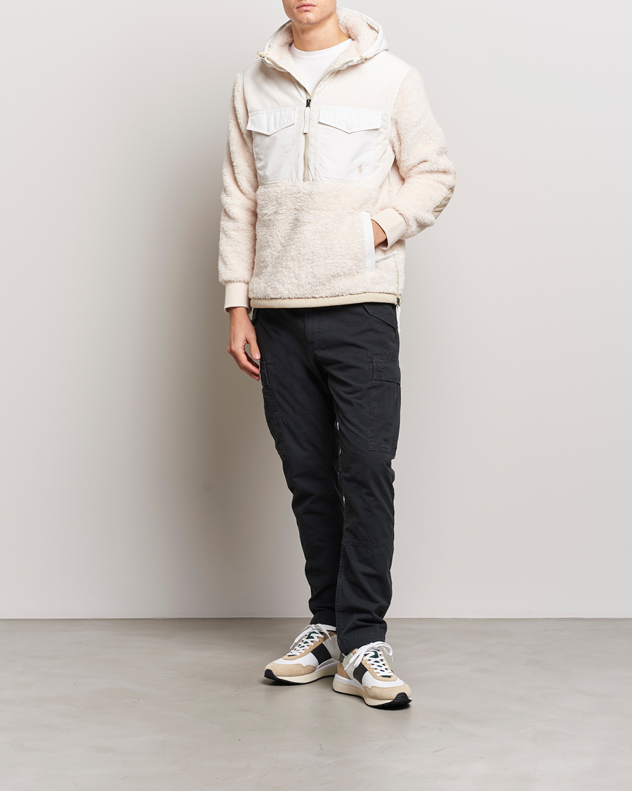 Heren | Truien | Polo Ralph Lauren | Curly Sherpa/Nylon Half Zip Hoodie Cream Multi