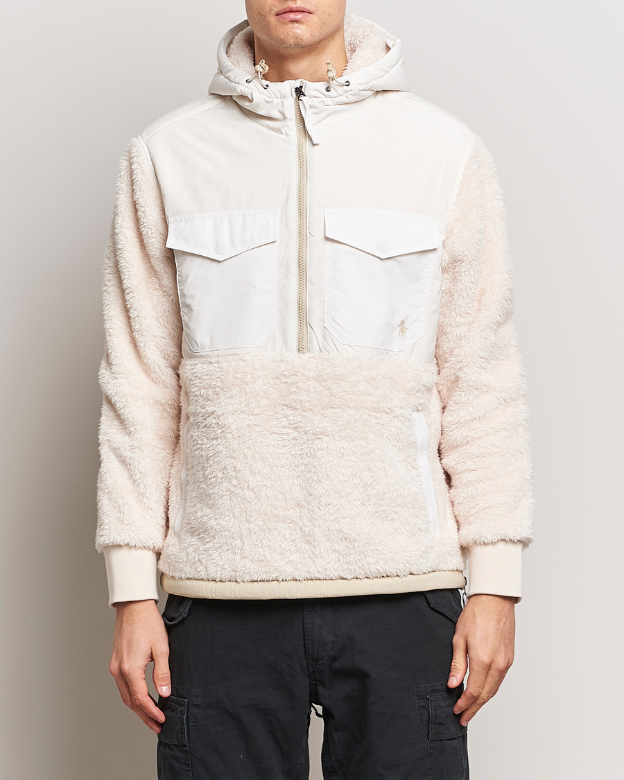 Heren | Sale -30% | Polo Ralph Lauren | Curly Sherpa/Nylon Half Zip Hoodie Cream Multi