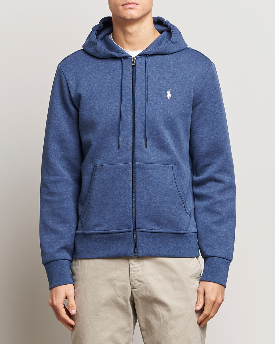 Men | Hooded Sweatshirts | Polo Ralph Lauren | Double Knitted Full-Zip Hoodie Blue Heather