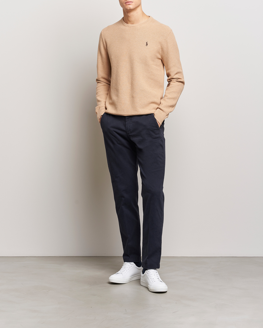 Heren | Truien | Polo Ralph Lauren | Textured Cotton Crew Neck Sweater Camel Melange