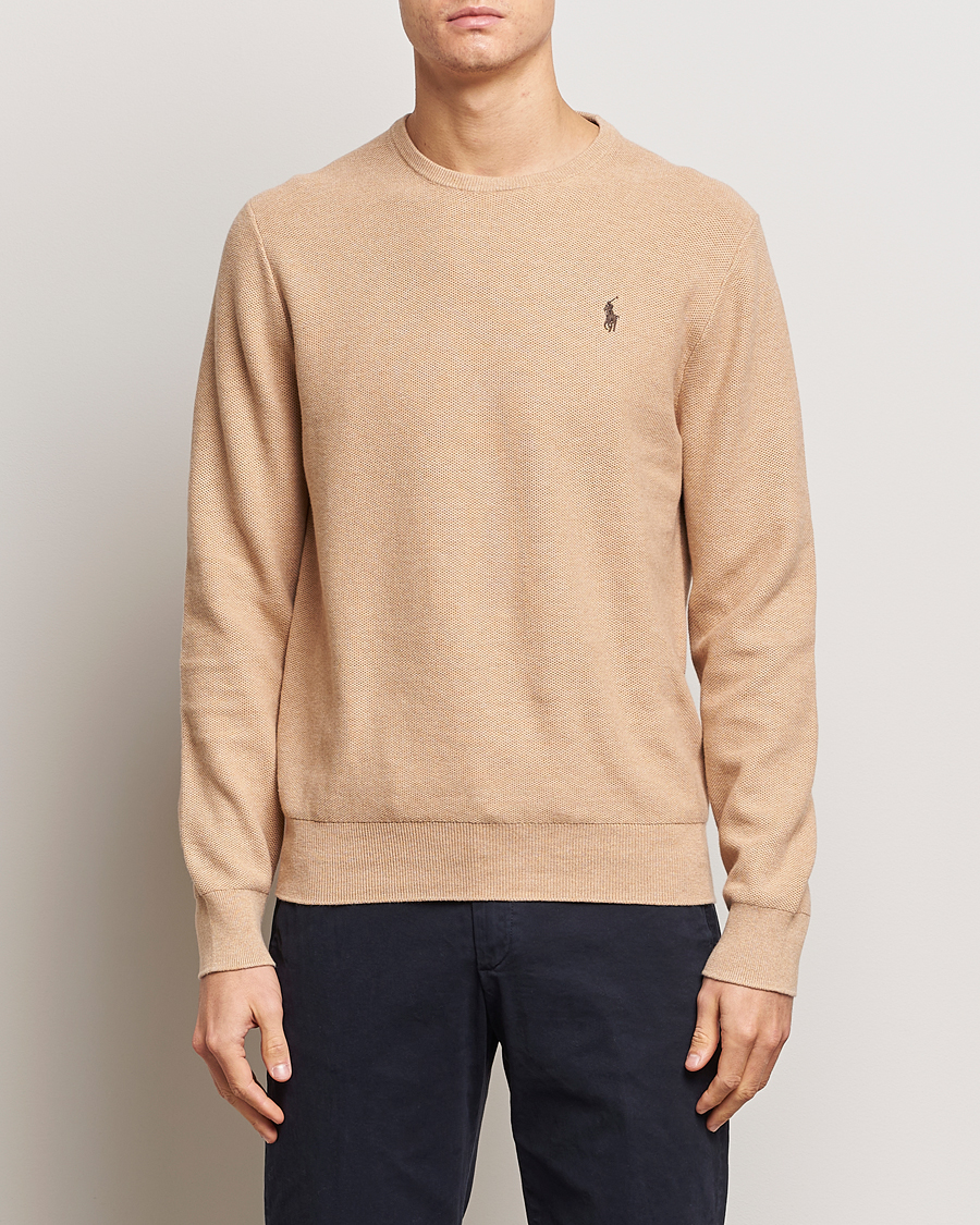 Heren | Truien | Polo Ralph Lauren | Textured Cotton Crew Neck Sweater Camel Melange