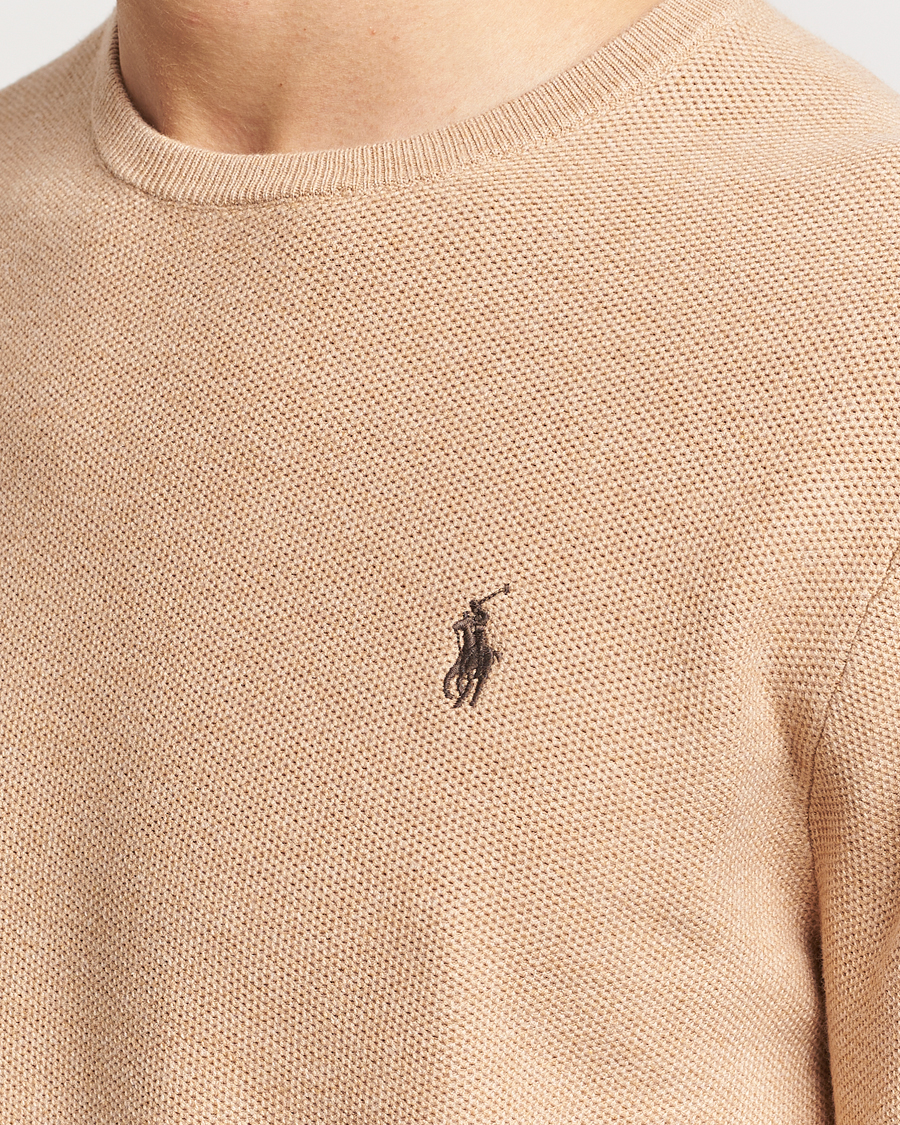 Heren | Truien | Polo Ralph Lauren | Textured Cotton Crew Neck Sweater Camel Melange