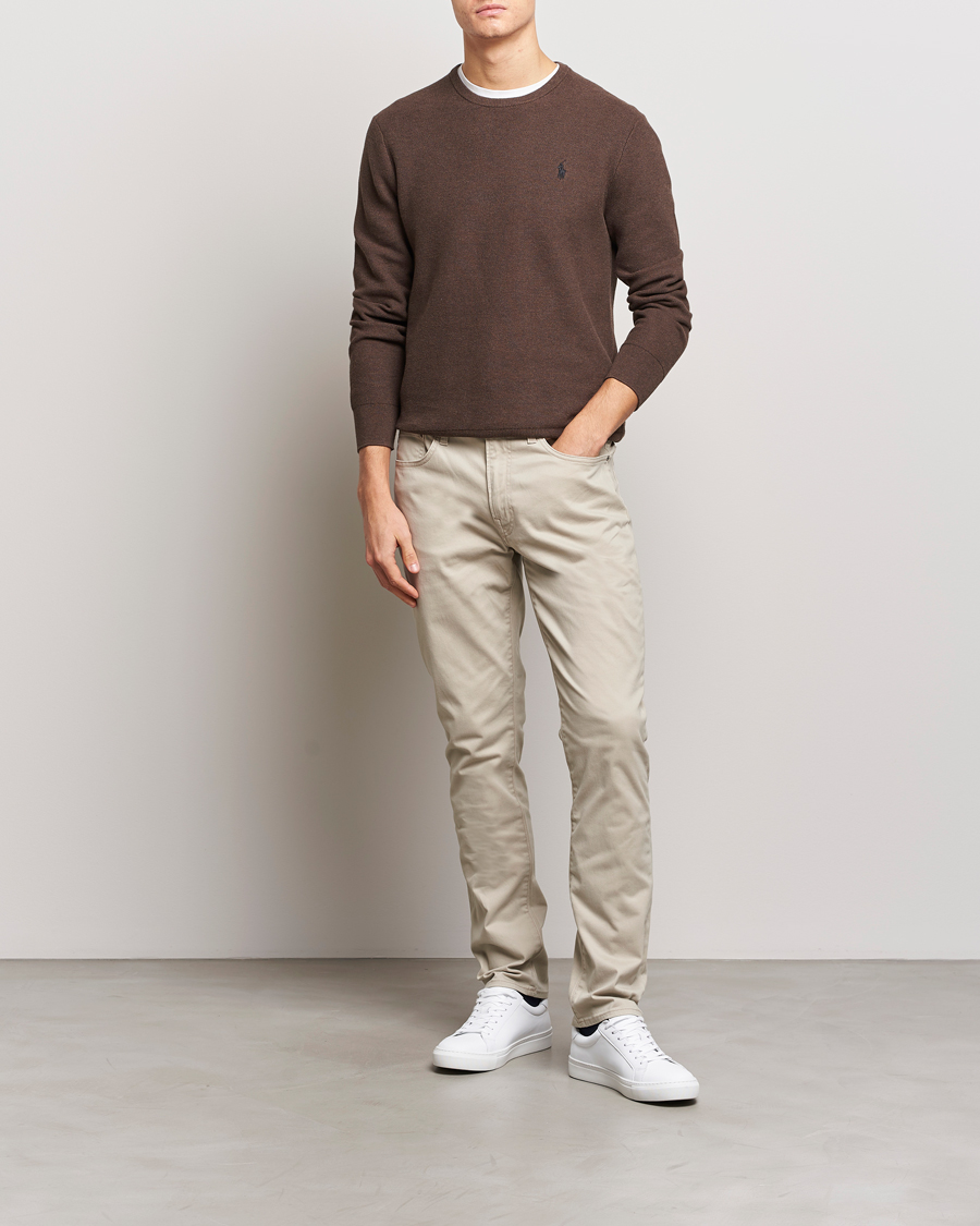 Heren | Truien | Polo Ralph Lauren | Textured Cotton Crew Neck Sweater Spa Brown Heather