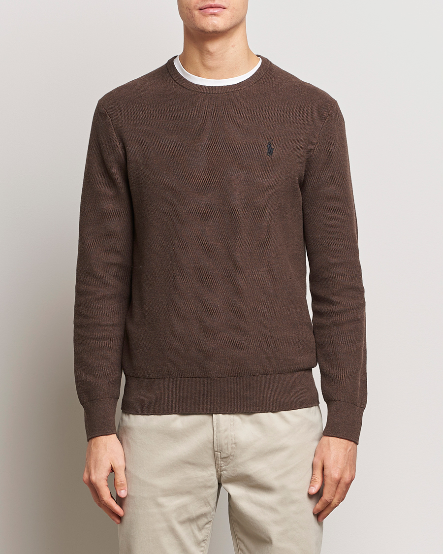 Heren | Truien | Polo Ralph Lauren | Textured Cotton Crew Neck Sweater Spa Brown Heather