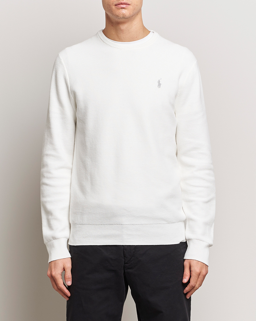 Heren | Gebreide truien | Polo Ralph Lauren | Textured Cotton Crew Neck Sweater Deckwash White