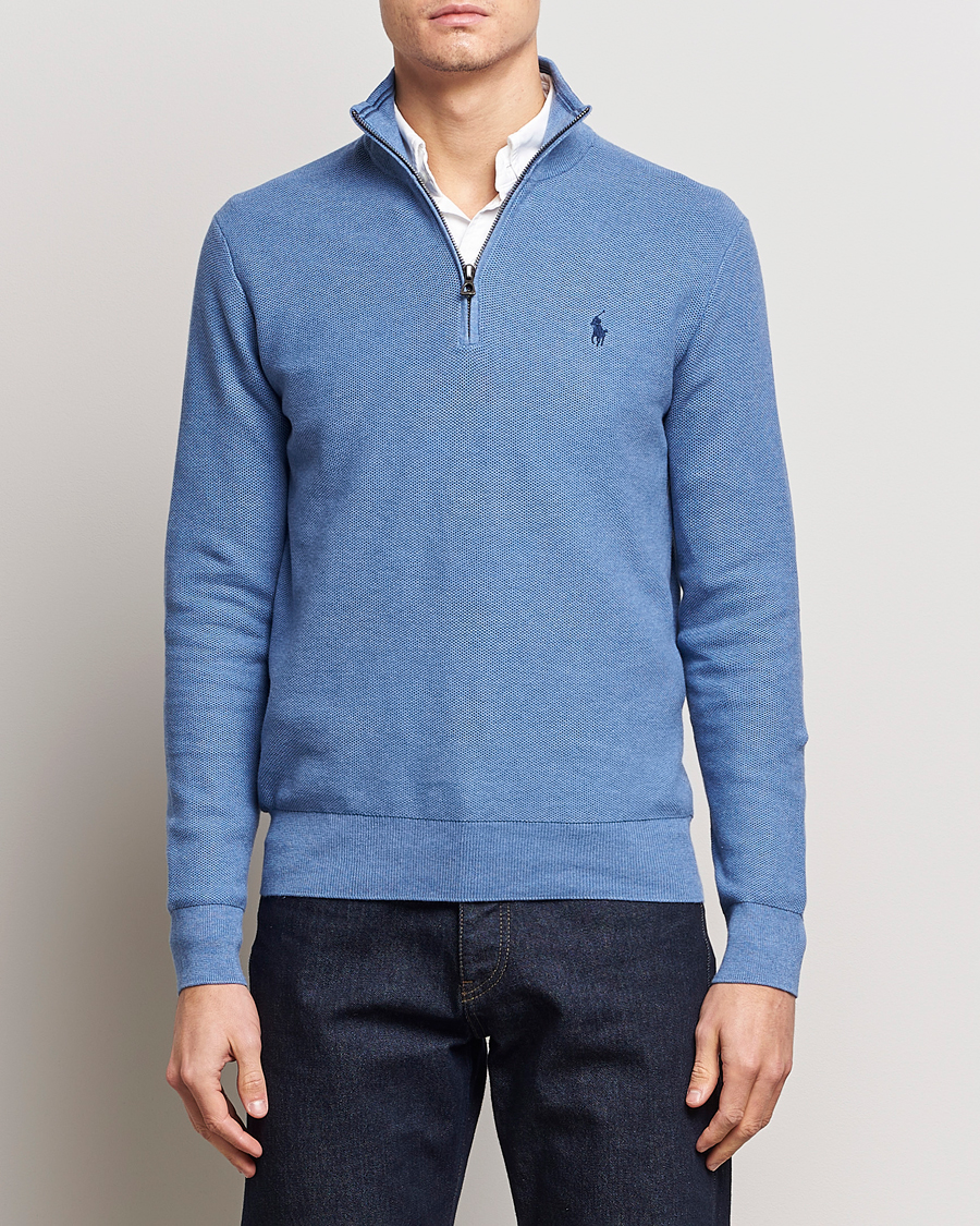 Heren |  | Polo Ralph Lauren | Textured Half-Zip Blue Heather