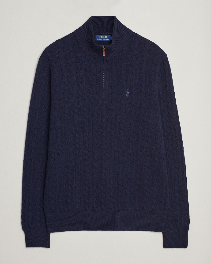 Heren | Truien | Polo Ralph Lauren | Wool/Cotton Cable Half-Zip Hunter Navy