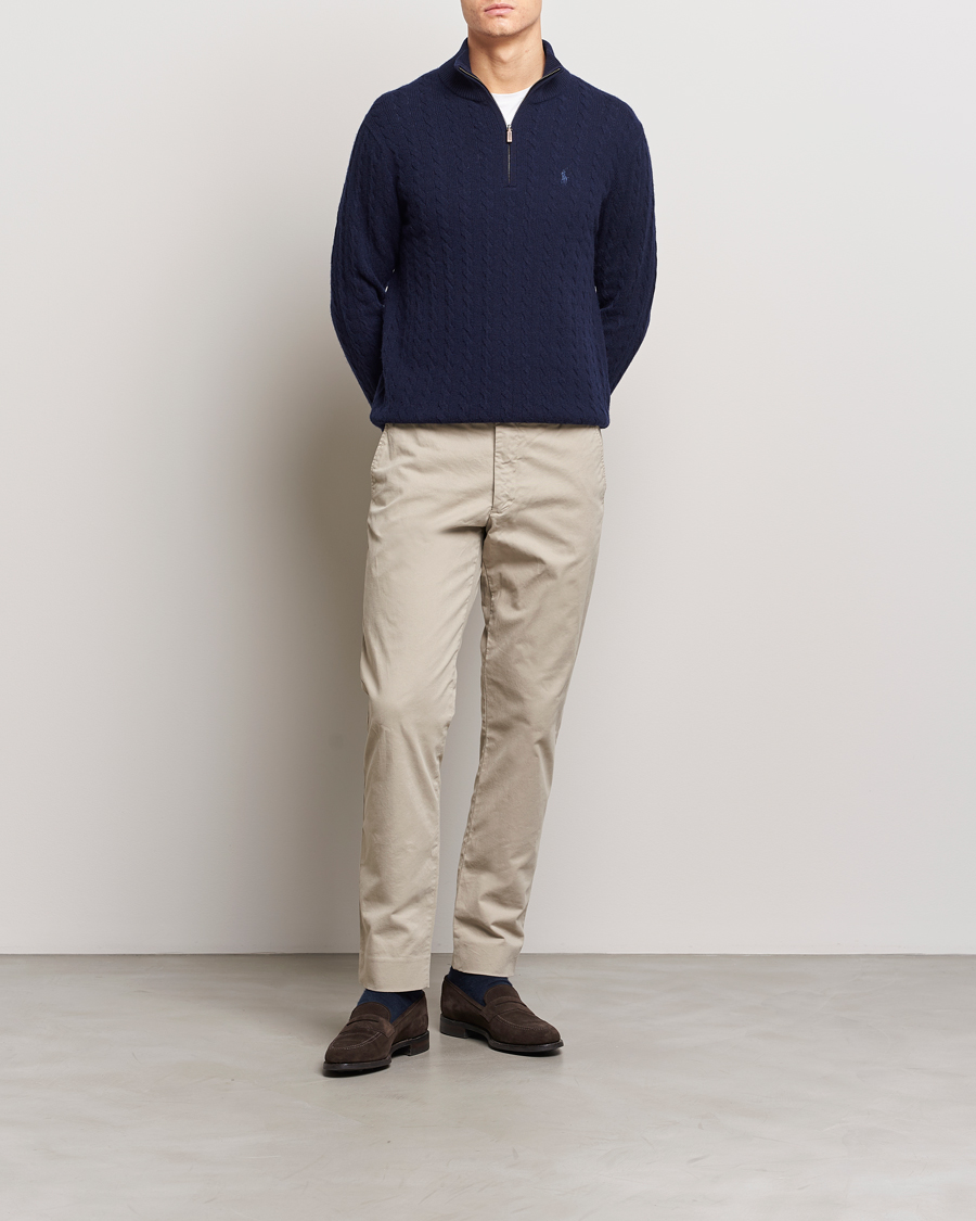 Heren | Truien | Polo Ralph Lauren | Wool/Cotton Cable Half-Zip Hunter Navy
