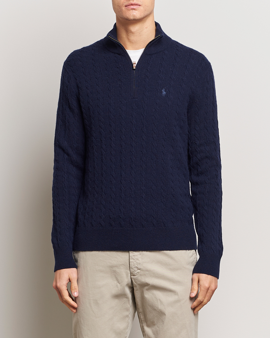 Heren |  | Polo Ralph Lauren | Wool/Cotton Cable Half-Zip Hunter Navy