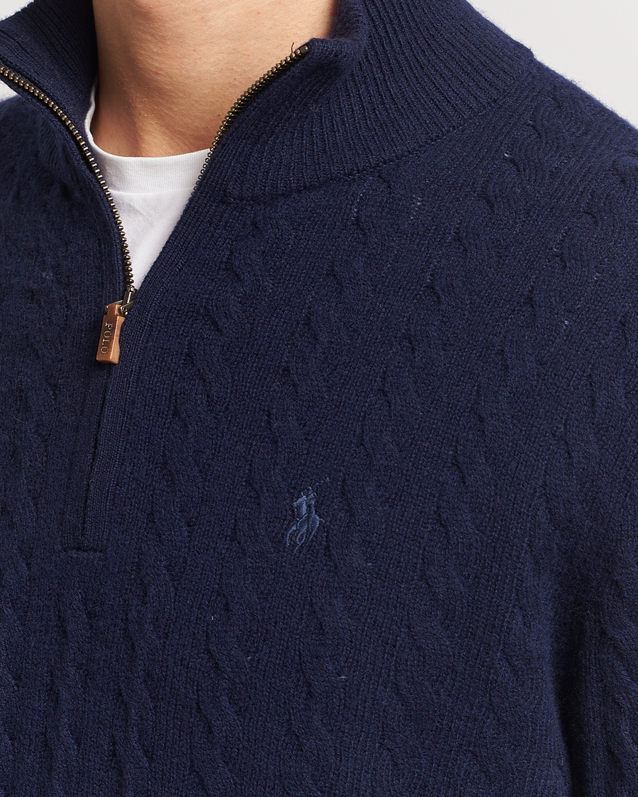 Heren | Truien | Polo Ralph Lauren | Wool/Cotton Cable Half-Zip Hunter Navy