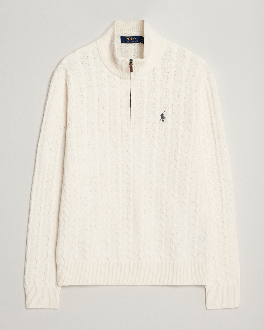 Heren |  | Polo Ralph Lauren | Wool/Cotton Cable Half-Zip Andover Cream