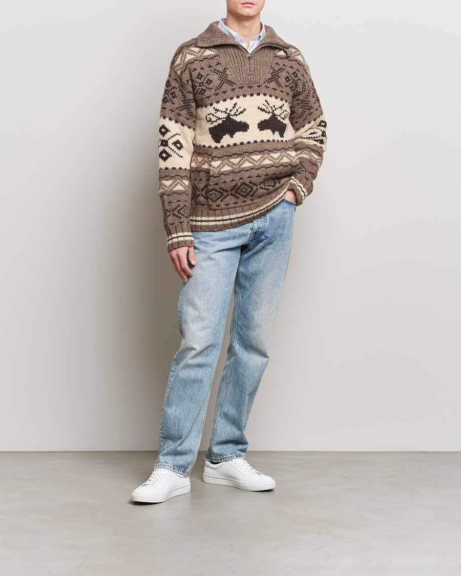 Heren | Truien | Polo Ralph Lauren | Wool Knitted Half-Zip Sweater Medium Brown