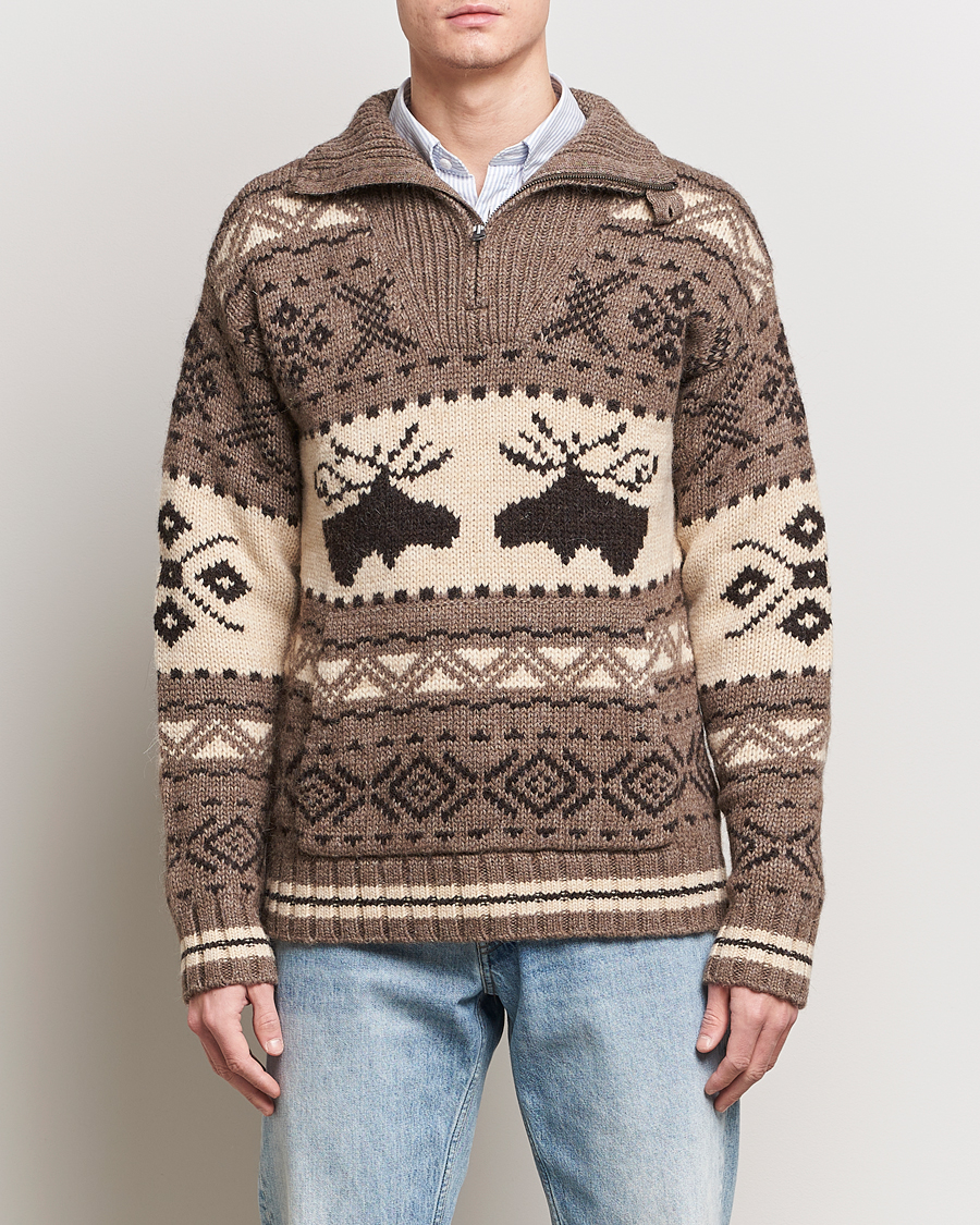 Heren | Truien | Polo Ralph Lauren | Wool Knitted Half-Zip Sweater Medium Brown