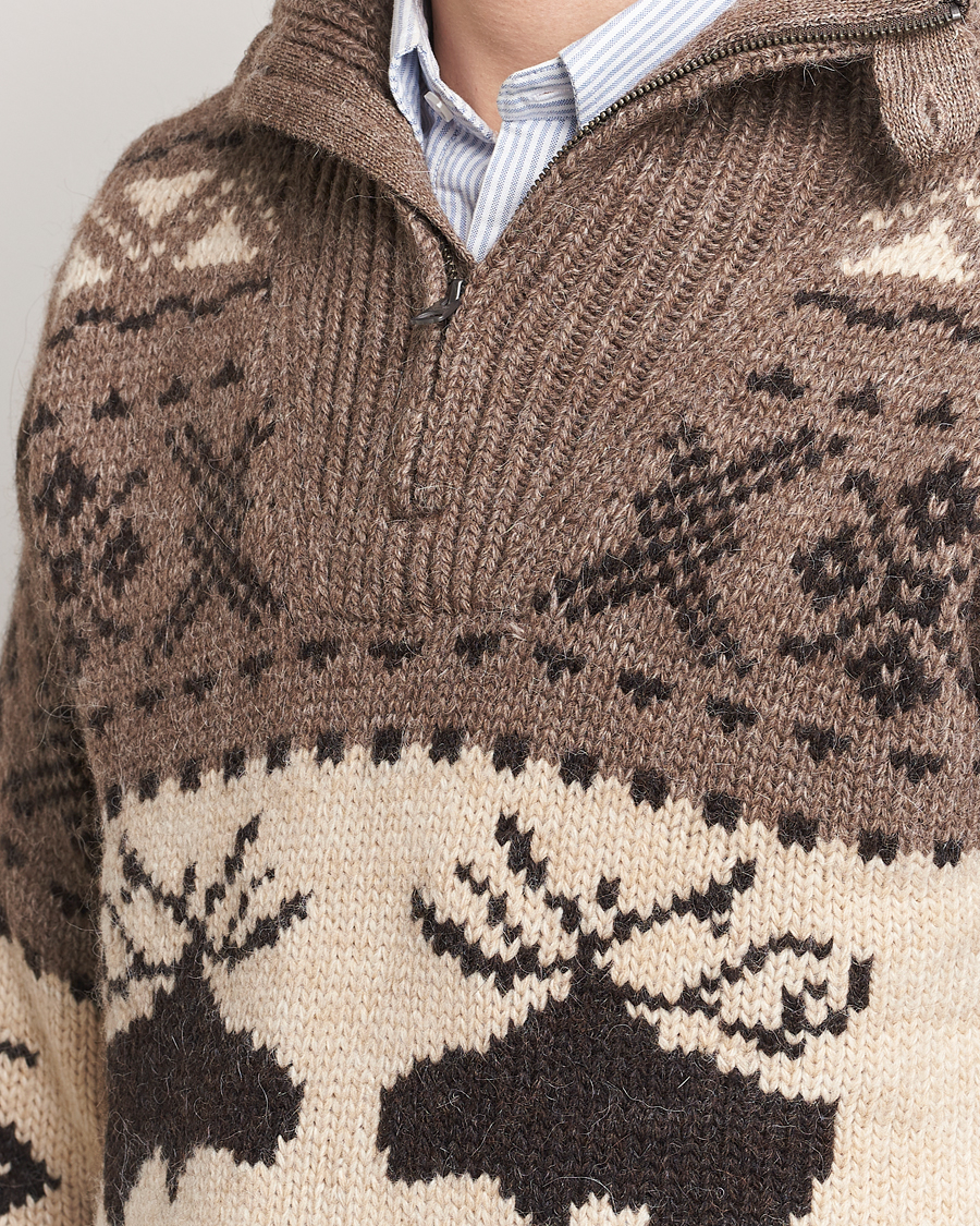 Heren | Truien | Polo Ralph Lauren | Wool Knitted Half-Zip Sweater Medium Brown