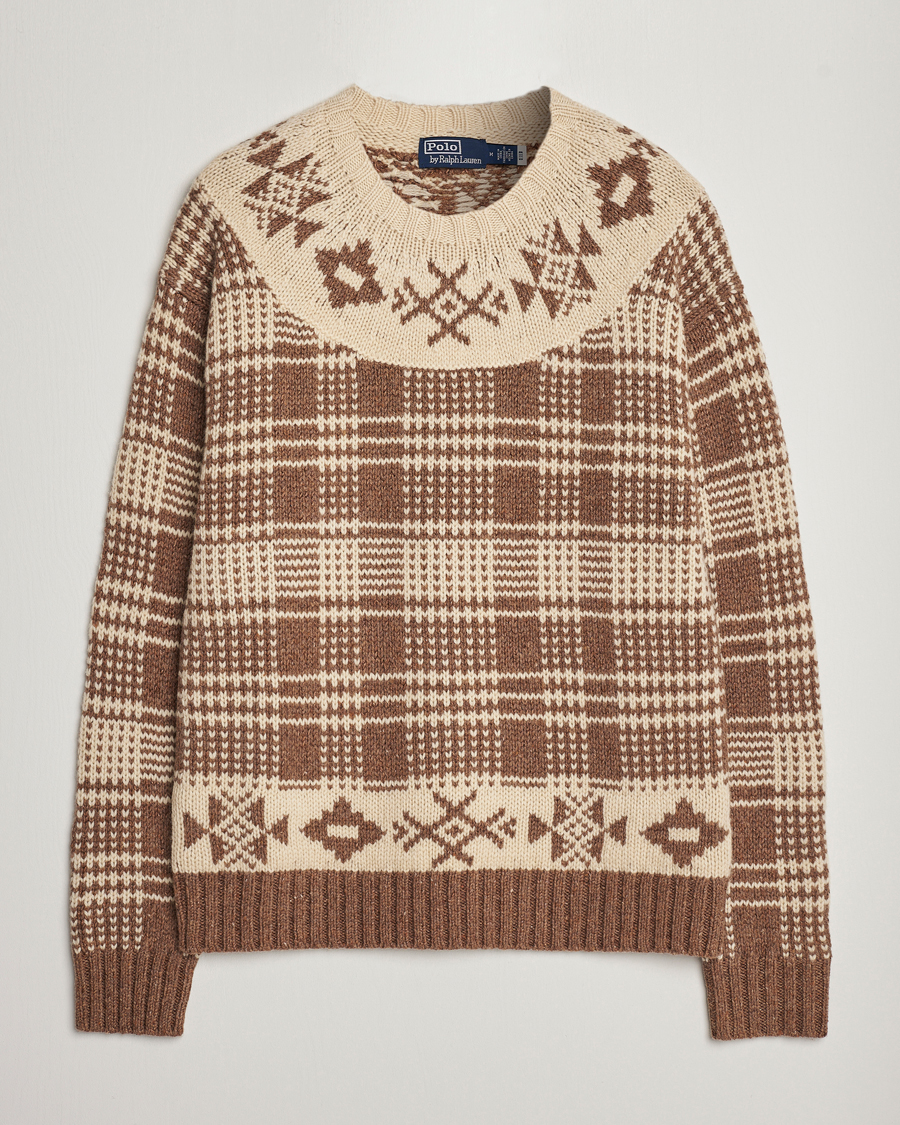 Heren | Truien | Polo Ralph Lauren | Wool Knitted Crew Neck Sweater Medium Brown