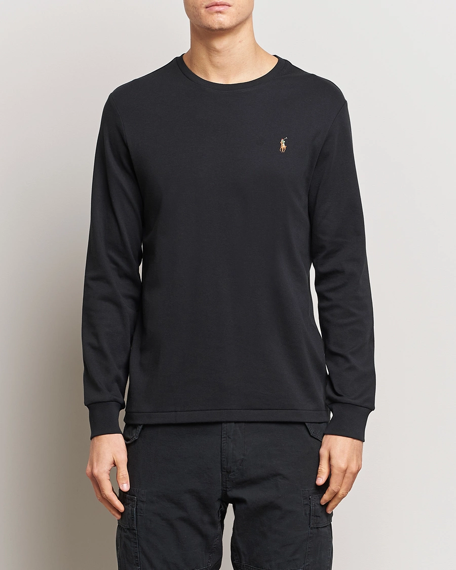 Heren | Zwarte T-shirts | Polo Ralph Lauren | Luxury Pima Cotton Long Sleeve T-Shirt Black