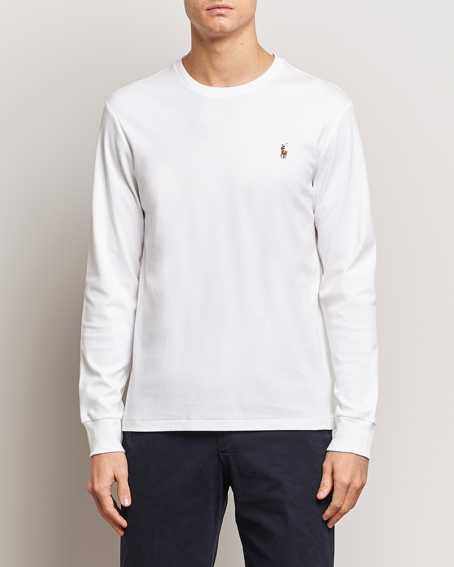 Men | Sale | Polo Ralph Lauren | Luxury Pima Cotton Long Sleeve T-Shirt White