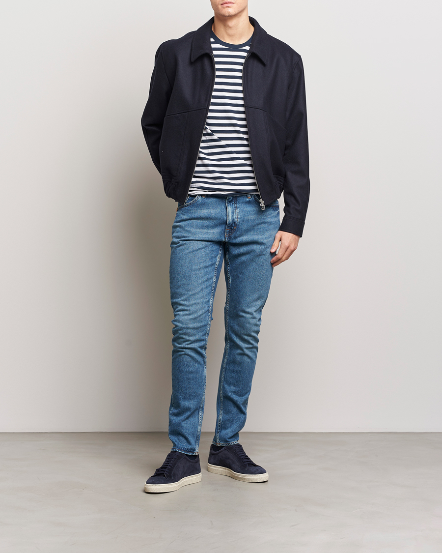 Heren | Jeans | Tiger of Sweden | Pistolero Stretch Cotton Jeans Midnight Blue