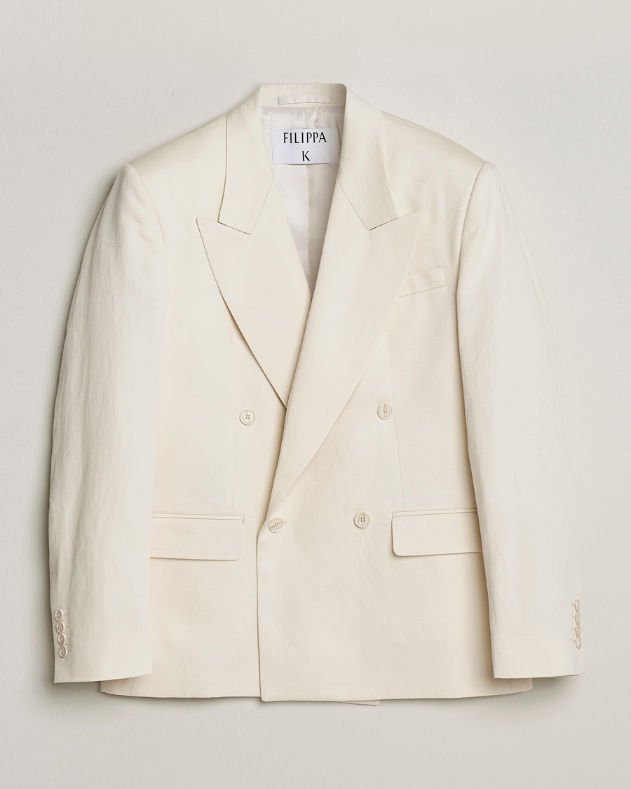 Heren | Blazers | Filippa K | Boxy Linen Blazer Bone White