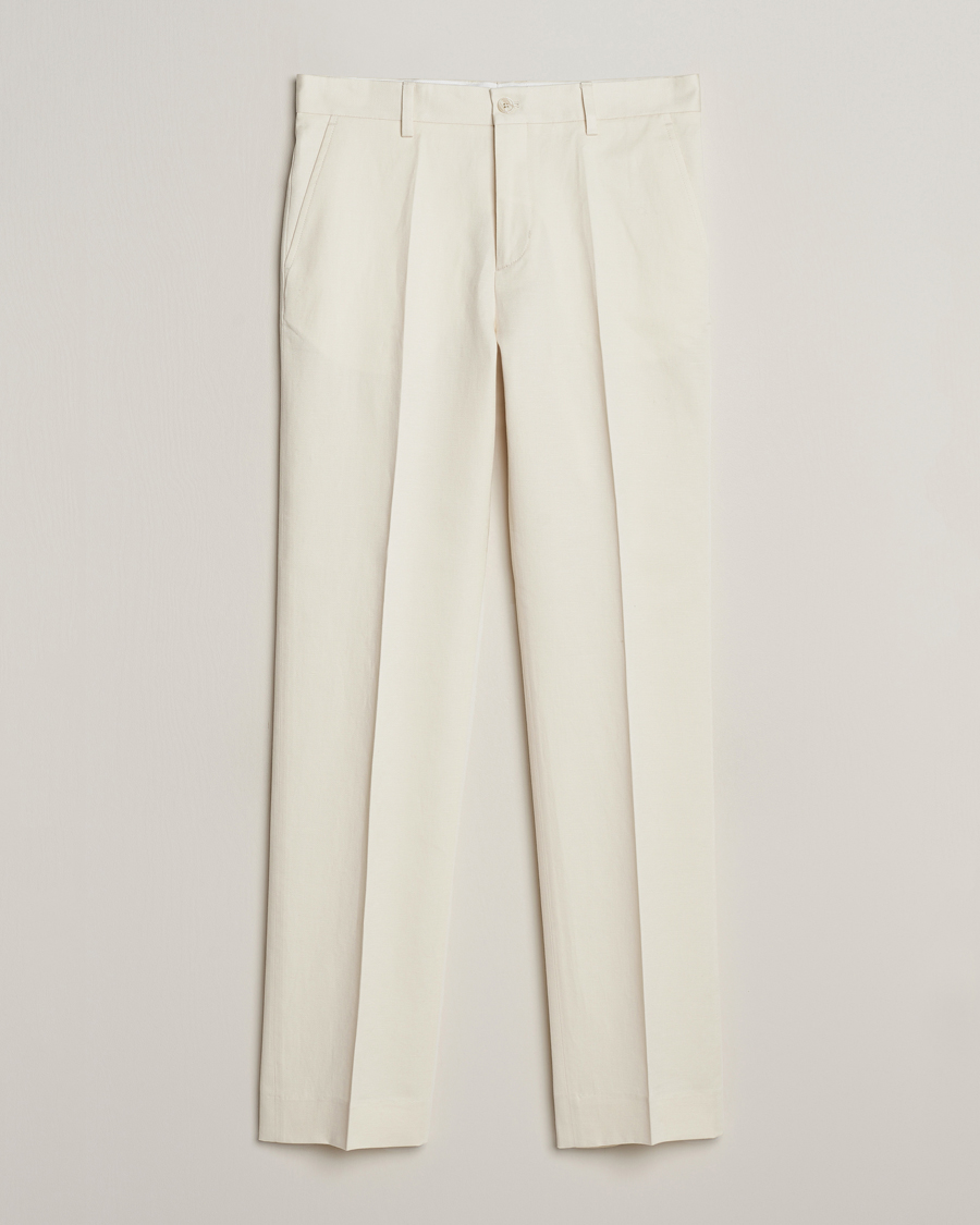 Heren | Broeken | Filippa K | Straight Linen Trousers Bone White