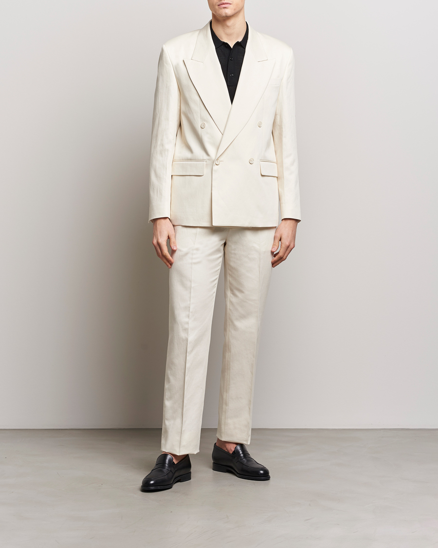 Heren | Broeken | Filippa K | Straight Linen Trousers Bone White