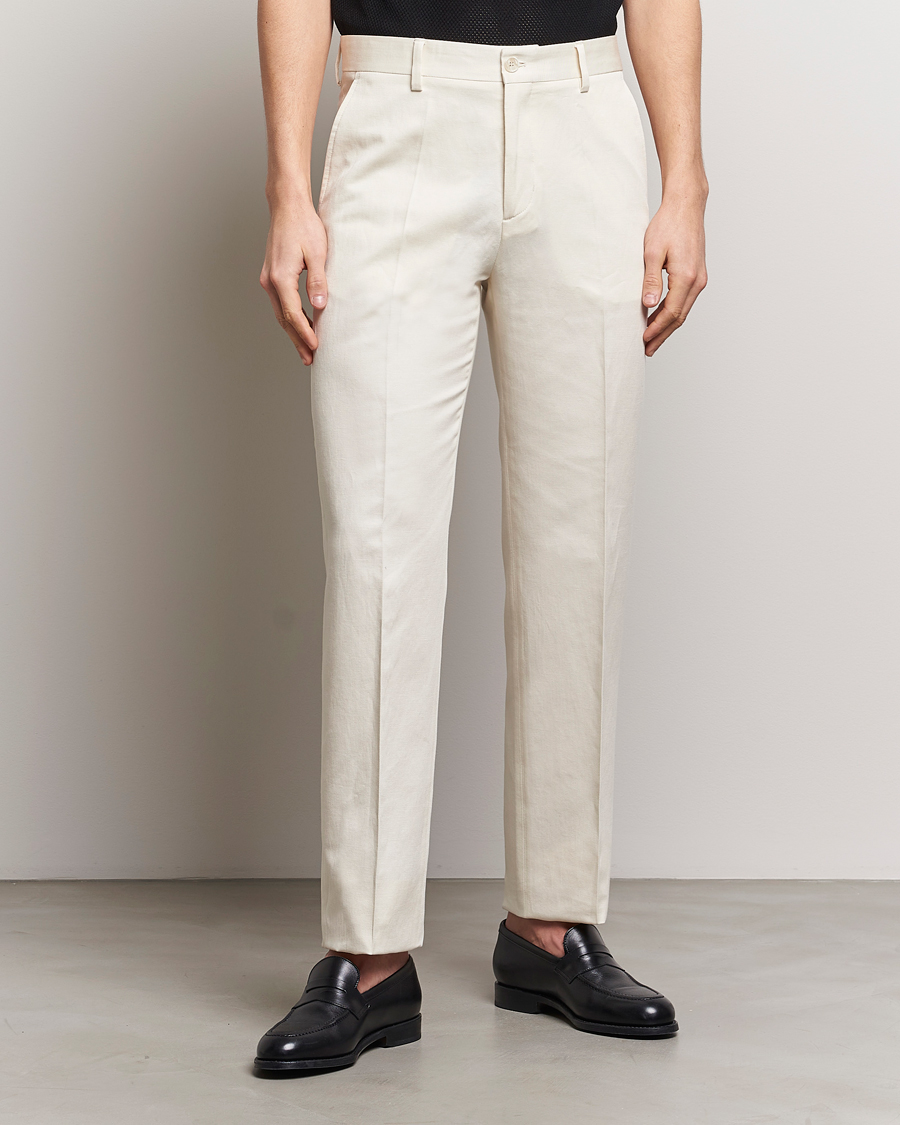 Heren | Business & Beyond | Filippa K | Straight Linen Trousers Bone White