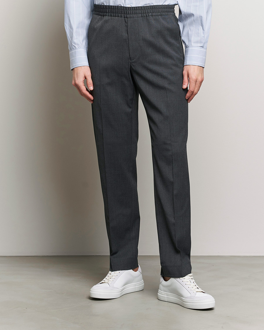 Heren | Business & Beyond | Filippa K | Relaxed Terry Wool Trousers Dark Grey Melange