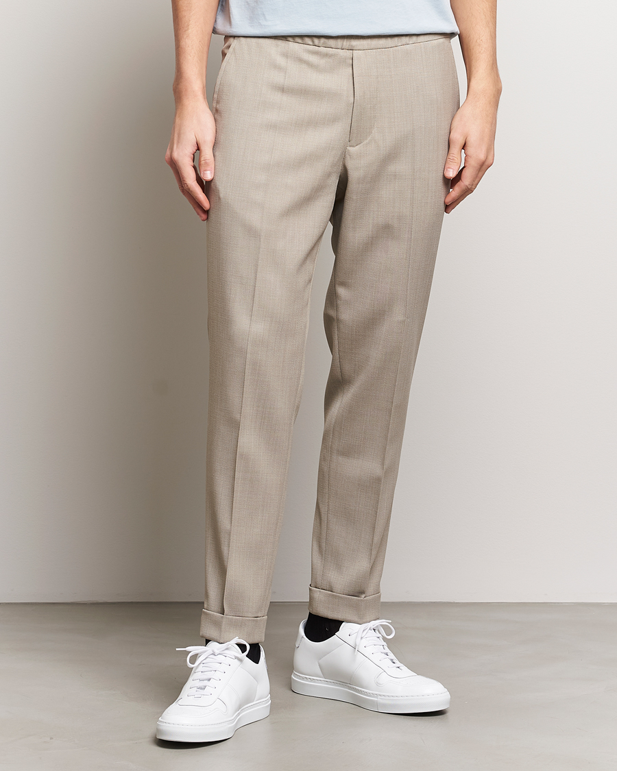 Heren | Broeken met trekkoord | Filippa K | Terry Cropped Trousers Light Khaki
