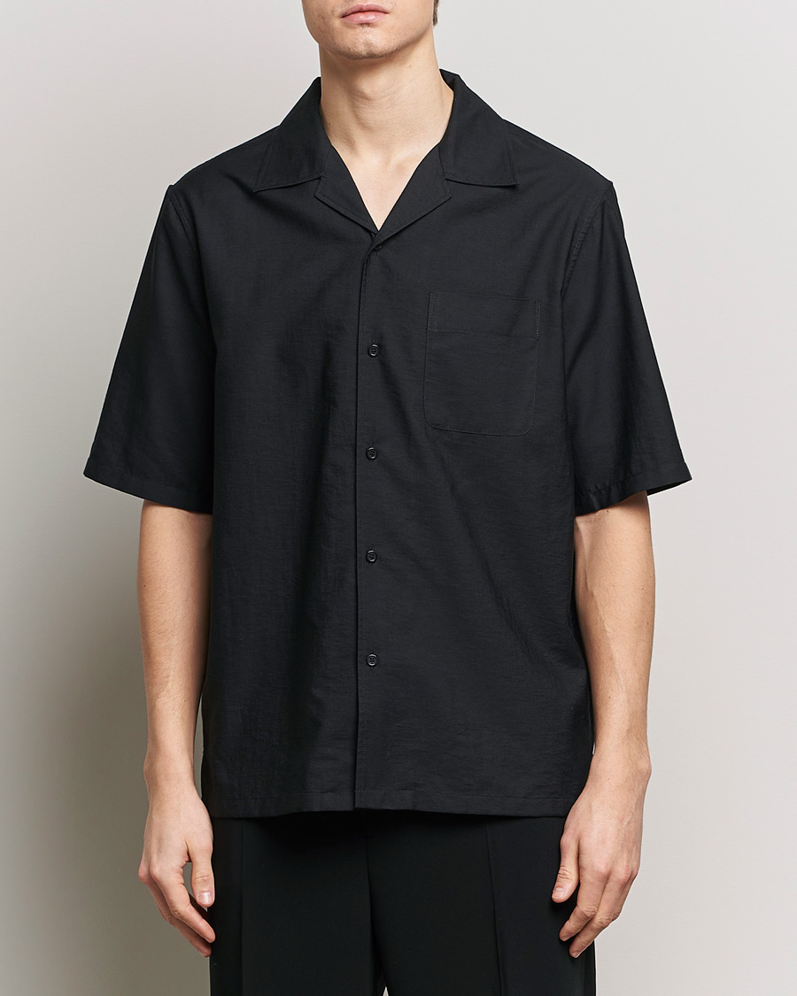 Heren | Overhemden met korte mouwen | Filippa K | Resort Short Sleeve Shirt Black