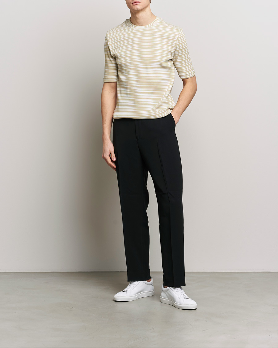 Heren | T-shirts | Filippa K | Striped Rib T-Shirt Dark Yellow/White