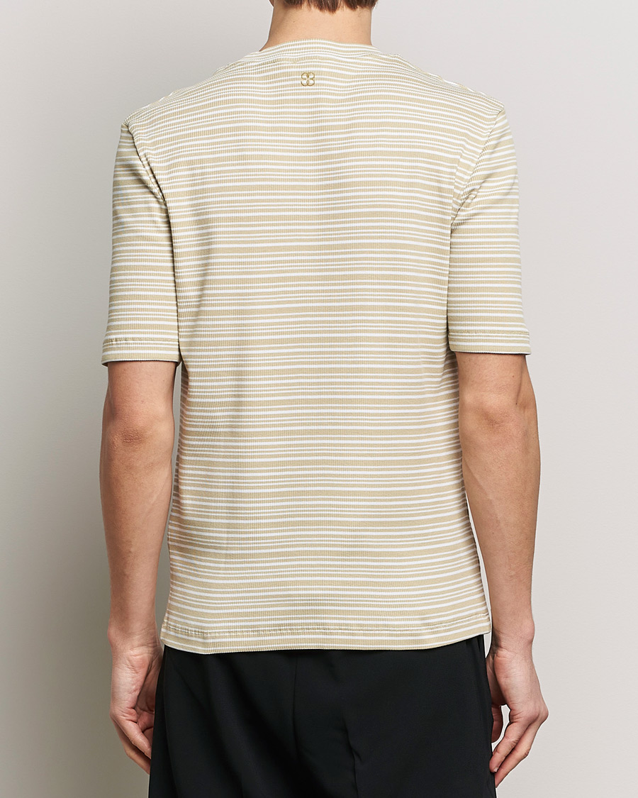 Heren | T-shirts | Filippa K | Striped Rib T-Shirt Dark Yellow/White