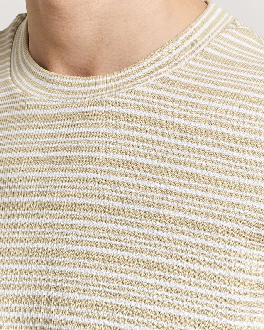 Heren | T-shirts | Filippa K | Striped Rib T-Shirt Dark Yellow/White