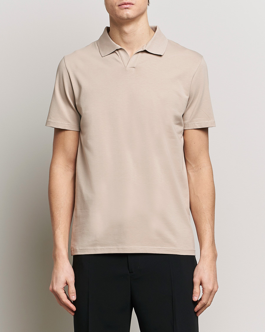 Heren | Polo's | Filippa K | Soft Lycra Polo T-Shirt Light Taupe