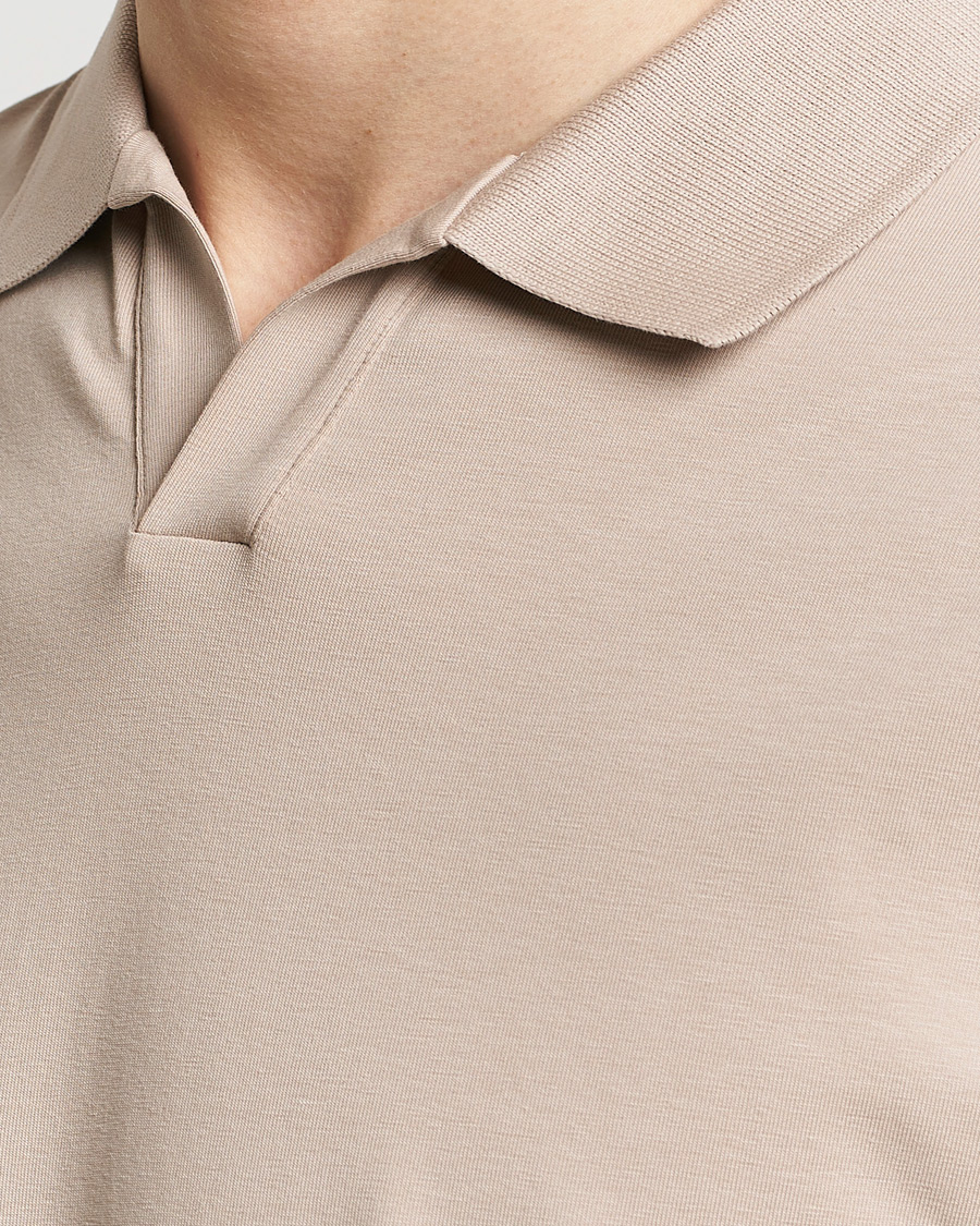 Heren | Polo's | Filippa K | Soft Lycra Polo T-Shirt Light Taupe