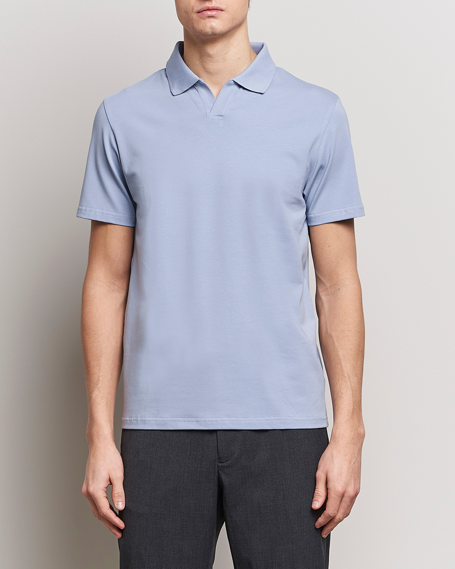 Heren | Polo's | Filippa K | Soft Lycra Polo T-Shirt Faded Blue