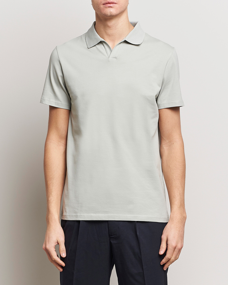 Heren | Poloshirts met korte mouwen | Filippa K | Soft Lycra Polo T-Shirt Green Grey