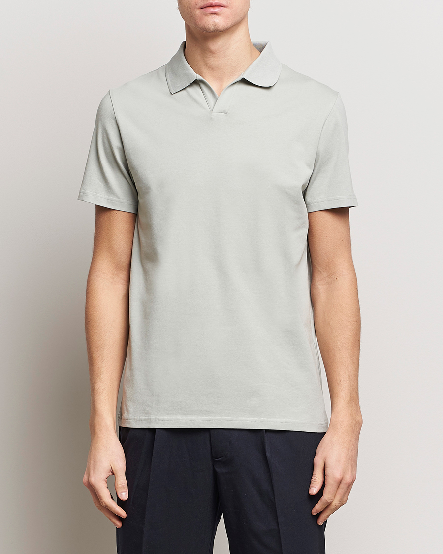 Heren | Business & Beyond | Filippa K | Soft Lycra Polo T-Shirt Green Grey