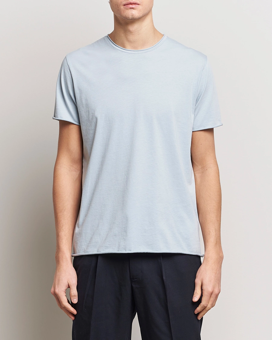Heren | T-shirts | Filippa K | Roll Neck Crew Neck T-Shirt Dove Blue
