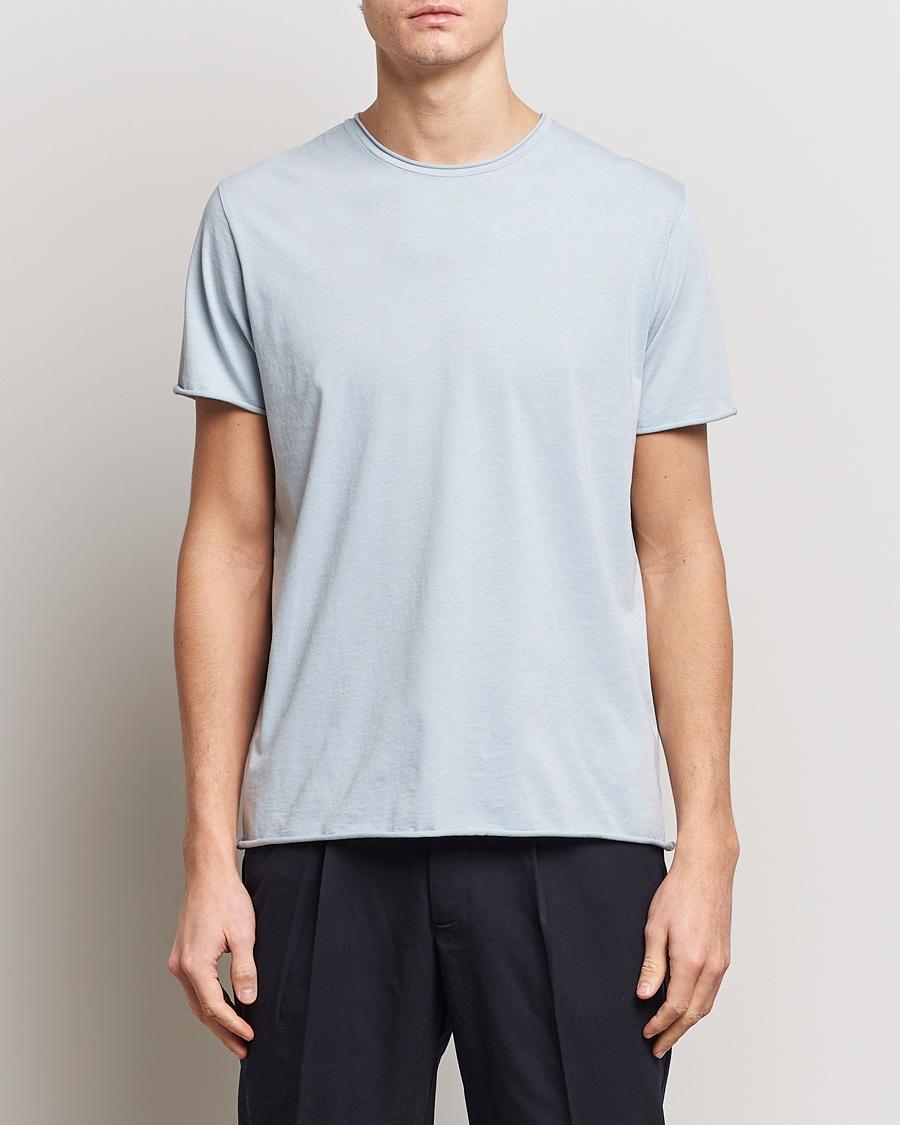 Heren | Business & Beyond | Filippa K | Roll Neck Crew Neck T-Shirt Dove Blue