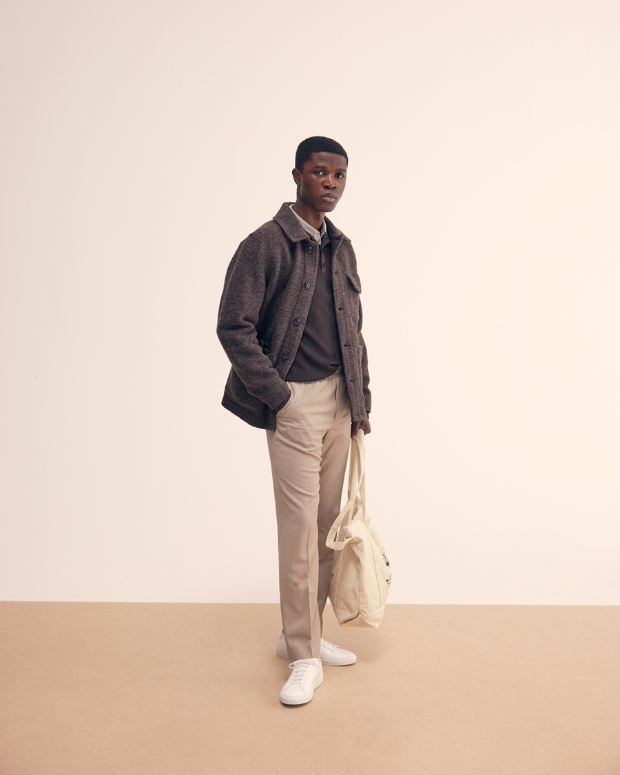 Heren | Truien | Filippa K | Structured Knitted Polo Dark Oak