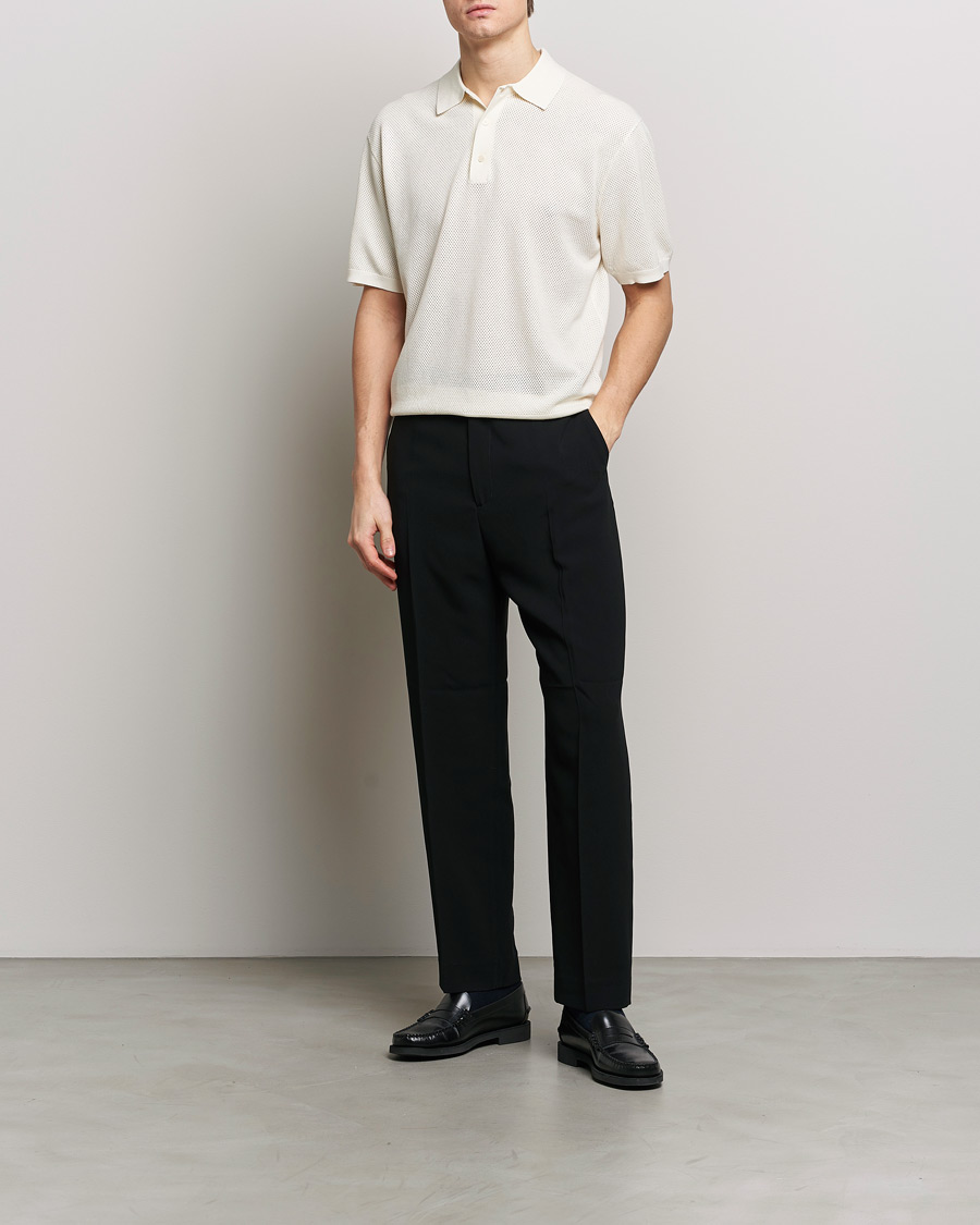 Heren | Polo's | Filippa K | Mesh Knitted Polo Chalk White