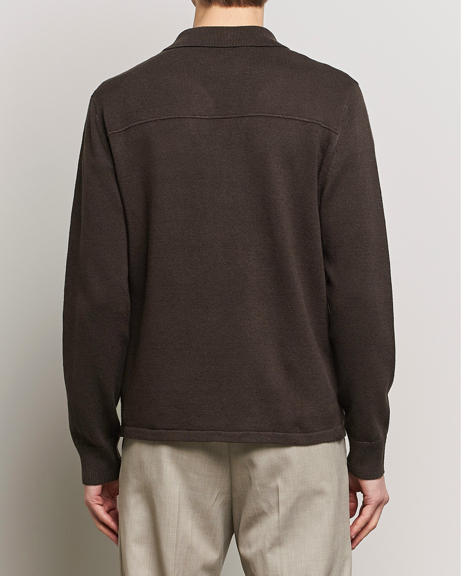 Heren | Truien | Filippa K | Cotton Linen Knitted Shirt Dark Oak