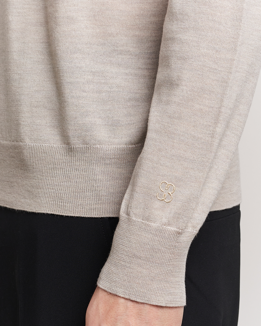 Heren | Truien | Filippa K | Merino Round Neck Sweater Beige Melange