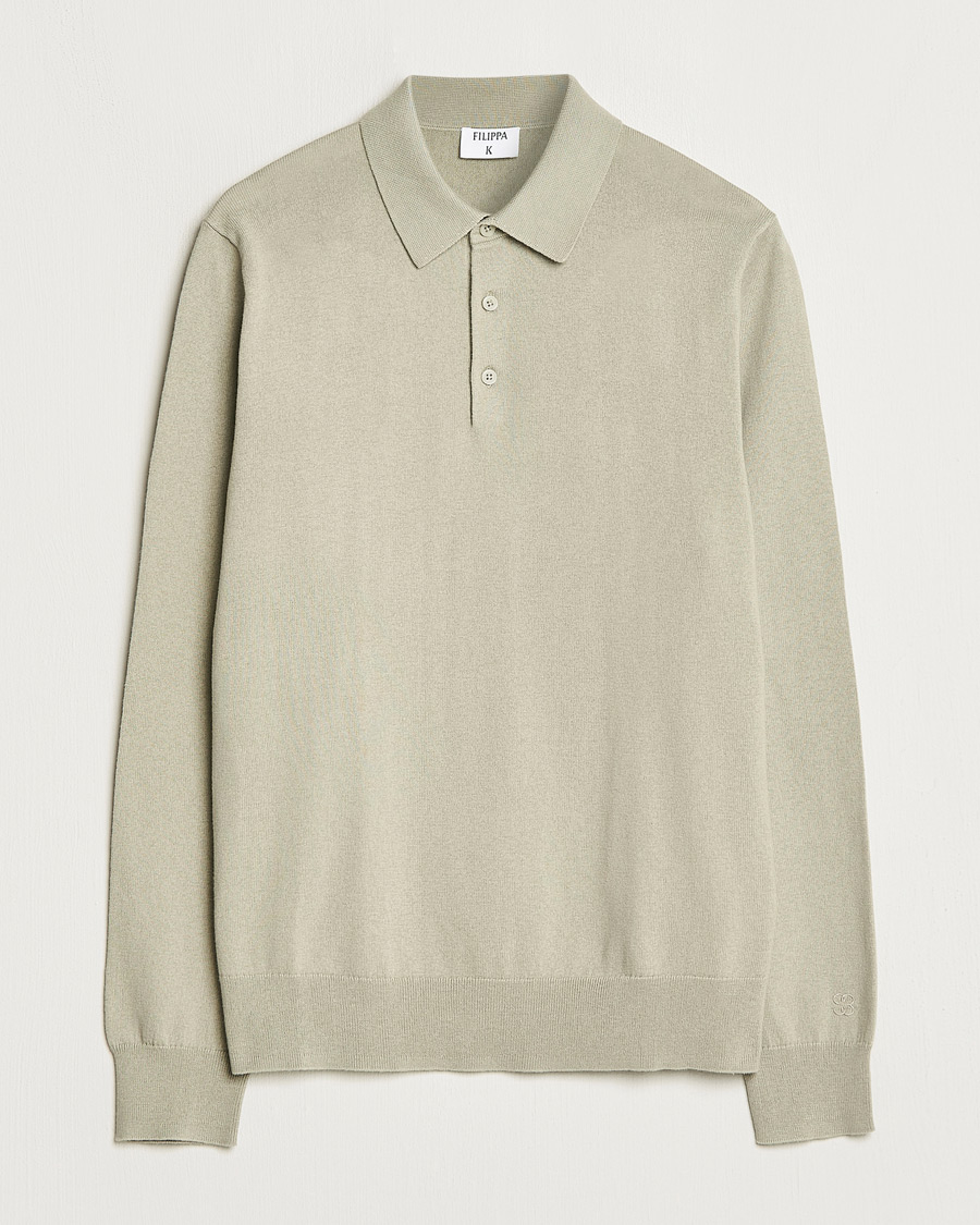 Heren | Truien | Filippa K | Knitted Polo Shirt Light Sage