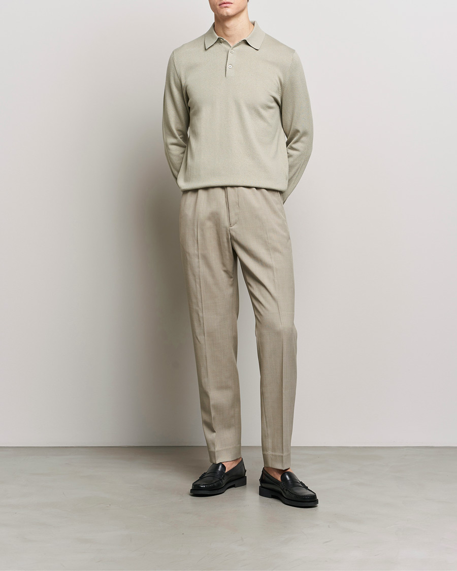 Heren | Truien | Filippa K | Knitted Polo Shirt Light Sage