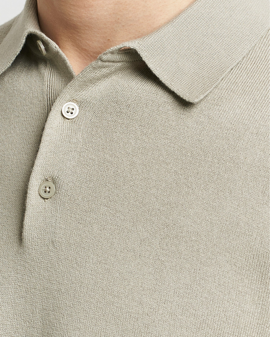 Heren | Truien | Filippa K | Knitted Polo Shirt Light Sage