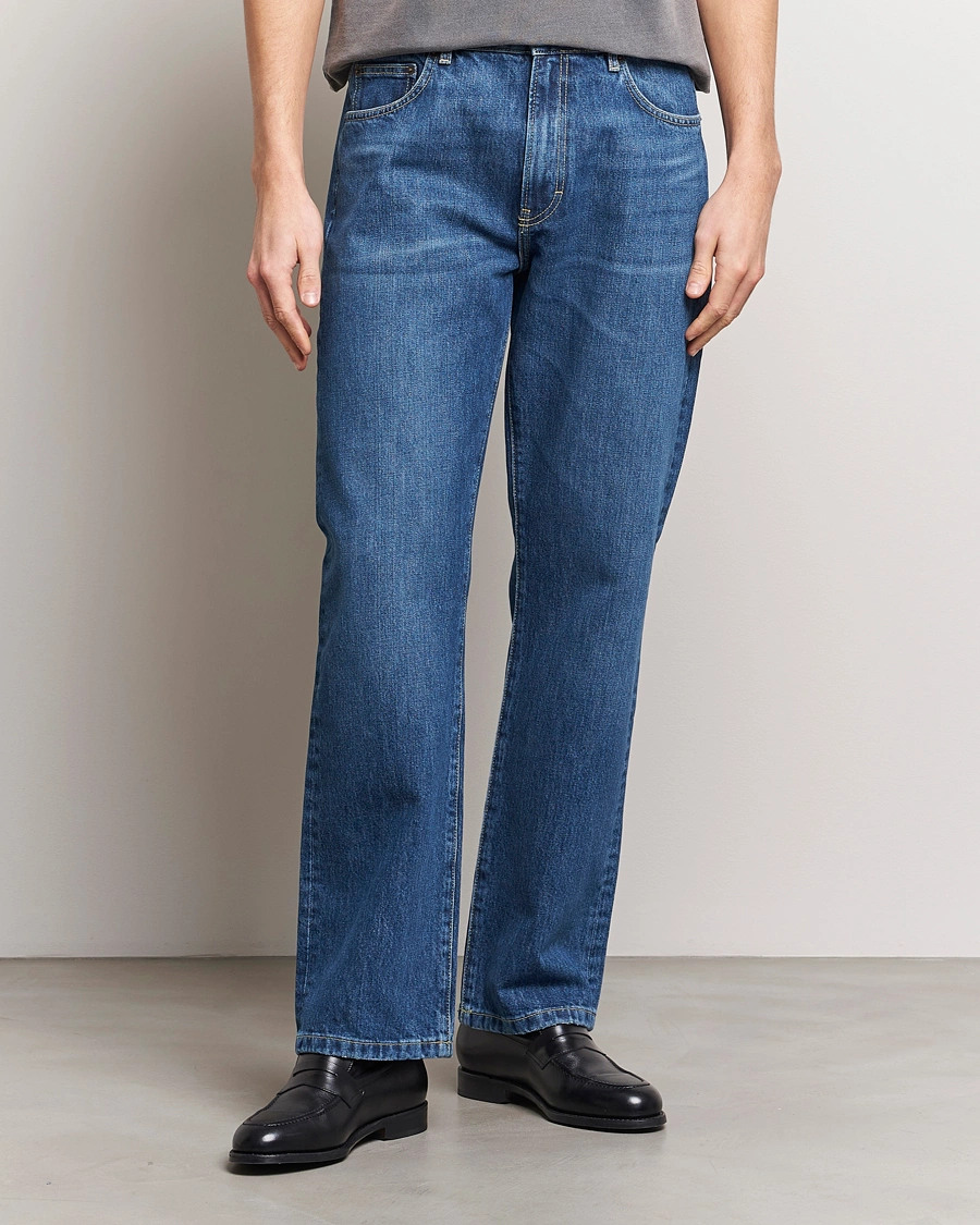 Heren | Blauwe jeans | Jeanerica | SM010 Straight Jeans Tom Mid Blue Wash