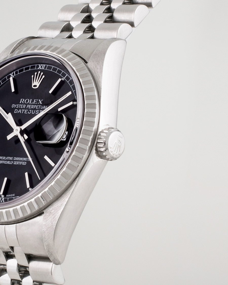 Heren | Rolex Pre-Owned Datejust 16220 Oyster Perpetual Black Steel Black Steel Black | Rolex Pre-Owned | Datejust 16220 Oyster Perpetual Black Steel Black Steel Black