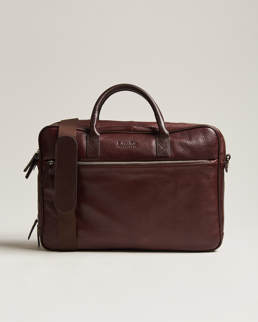 Heren | Tassen | Loake 1880 | Westminster Grain Leather Briefcase Dark Brown