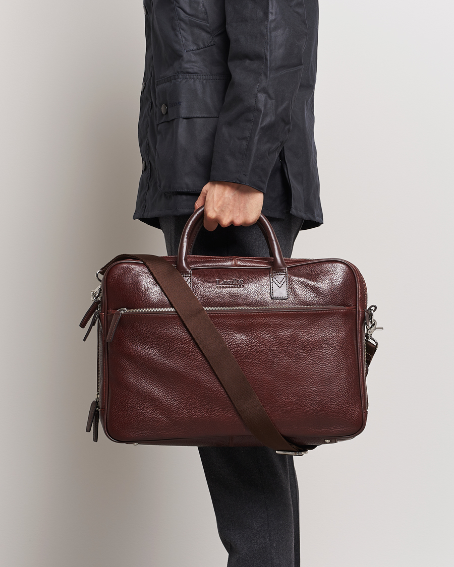 Heren | Accessoires | Loake 1880 | Westminster Grain Leather Briefcase Dark Brown